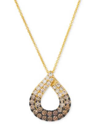 Le Vian - Chocolate Ombr&eacute; Diamond Teardrop Adjustable 20" Pendant Necklace (3/4 ct. t.w.) in 14k Gold