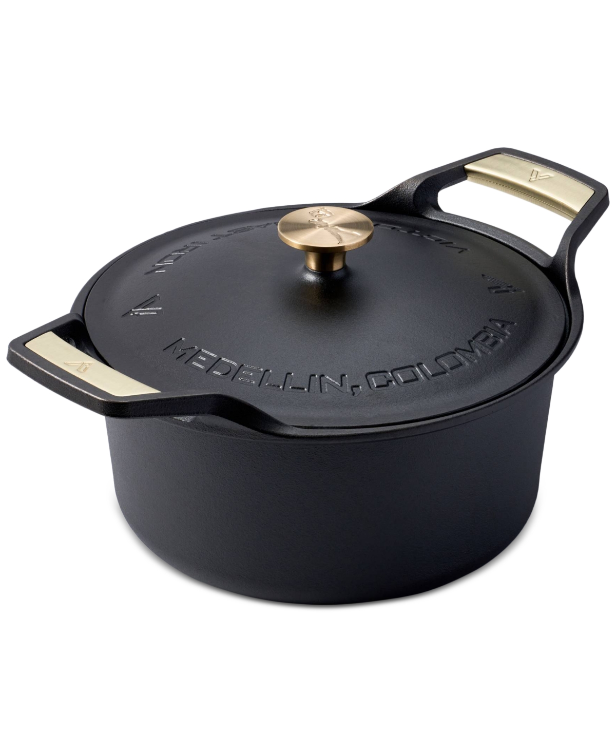 Victoria Signature Series 6 Qt Cast Iron Dutch Oven With Lid In Black And Gold