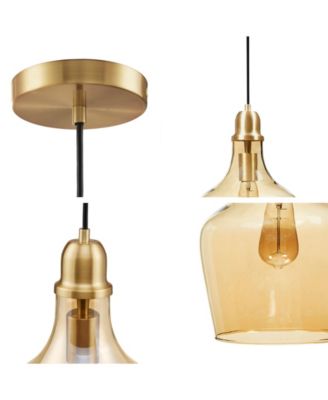 9" Auburn Bell Shaped Hanging Glass Pendant Light