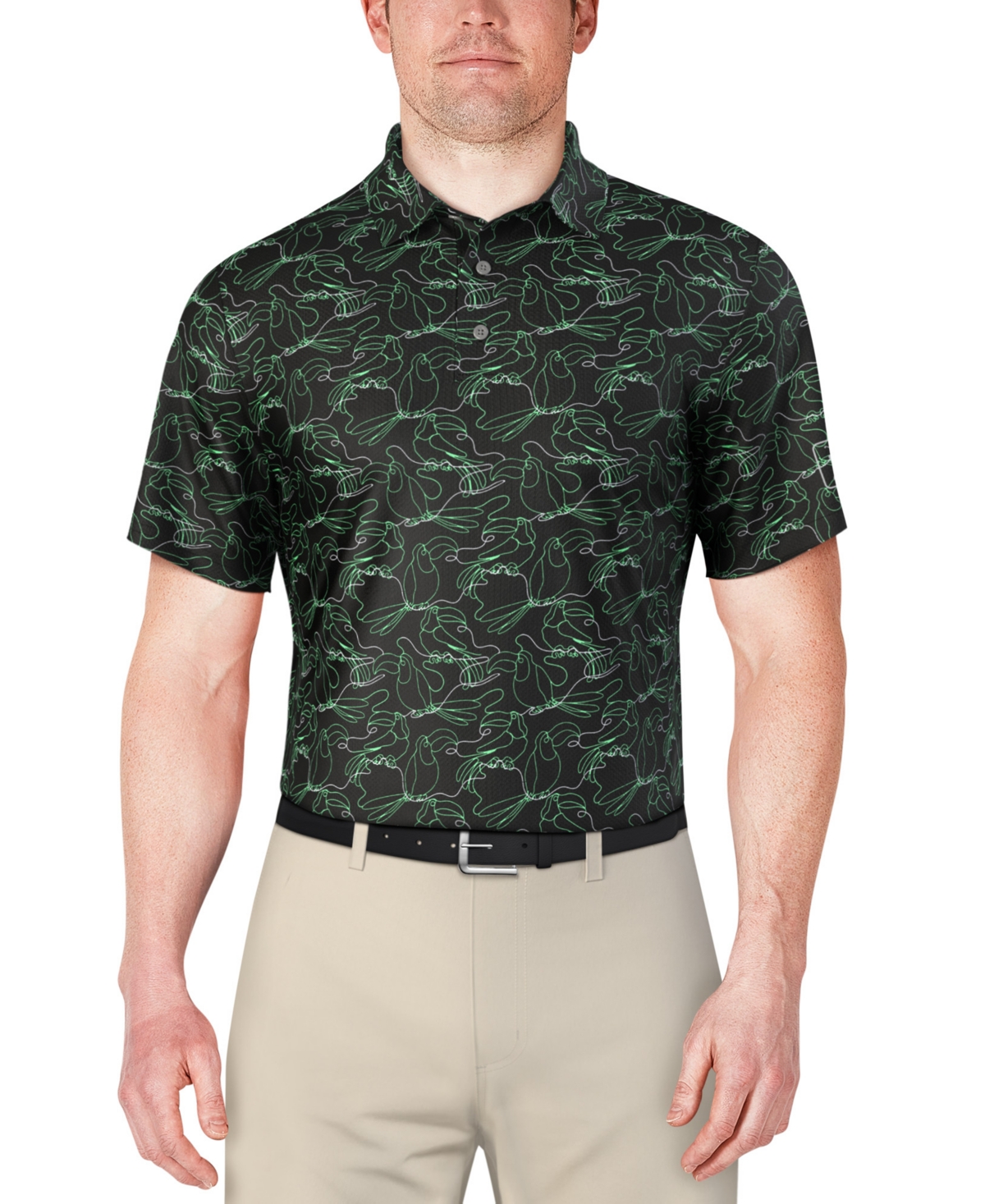 Men's Toucan-Pattern Polo Shirt - Bright White