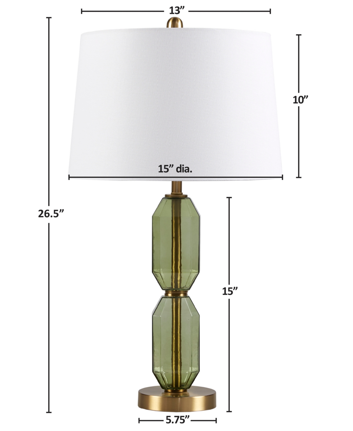 510 Design 26.5" Zirconia Faceted Glass Table Lamp In Green