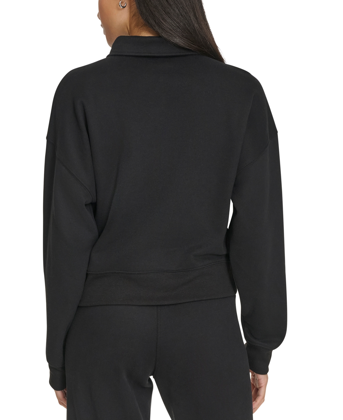 Calvin Klein Performance Women's Logo Half-zip Cozy Fleece Sweatshirt In Black