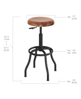 Acacia Wood Seat Pneumatic Adjustable Work Stool