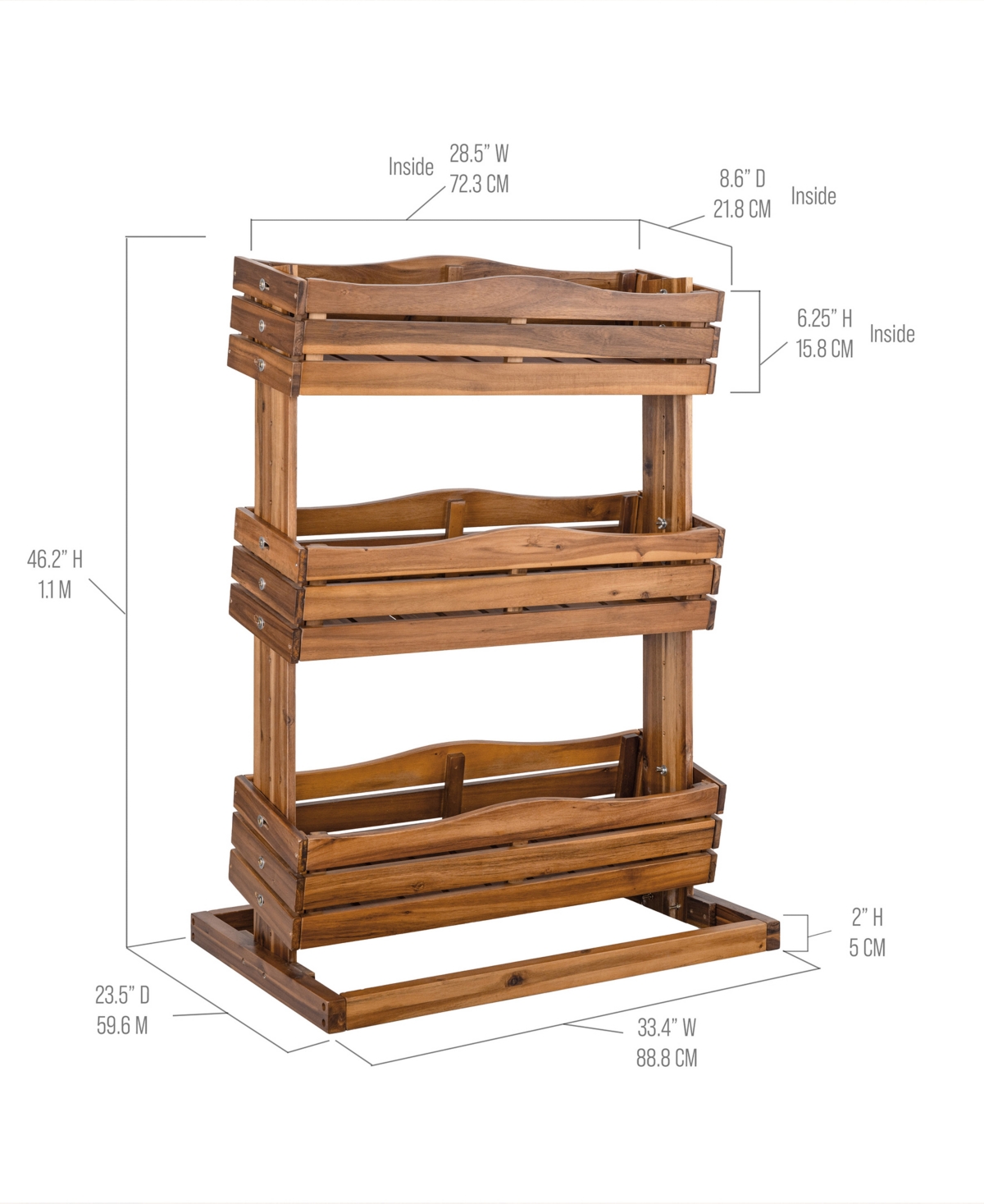 Seville Classics Acacia Wood 3-tier Vertical Garden Planter In Brown