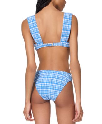 Kate Spade New York Womens Underwire Bikini Top Plaid High Cut Bottoms In Yellow