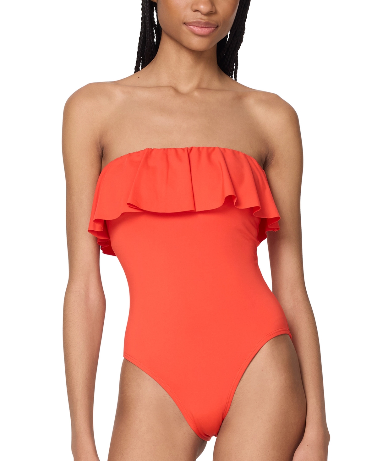Kate Spade New York Ruffle One Piece Swimsuit In Red