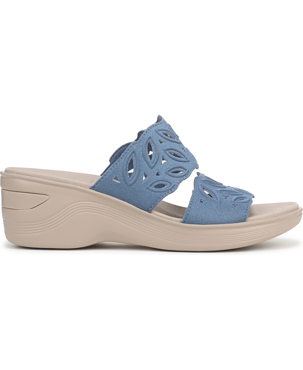 Lifestride Women's Delight Washable Slide Wedge Sandals In Elemental Blue Shimmer Fabric