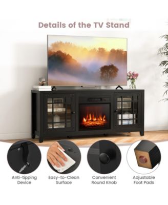 58 Inch Fireplace TV Stand with Adjustable Shelves for TVs up to 65 Inch