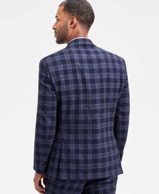 Men's Classic-Fit Blue Plaid Suit Separate Jacket