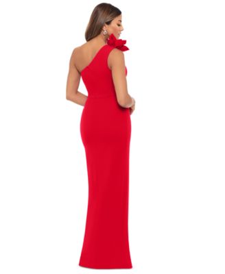 Women's One-Shoulder Flower Side-Slit Dress