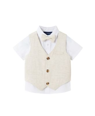 Baby Boys Short Sleeve Buttondown Bowtie Vest Set