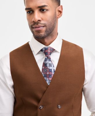 Men's Classic-Fit Solid Double-Breasted Suit Separate Vest