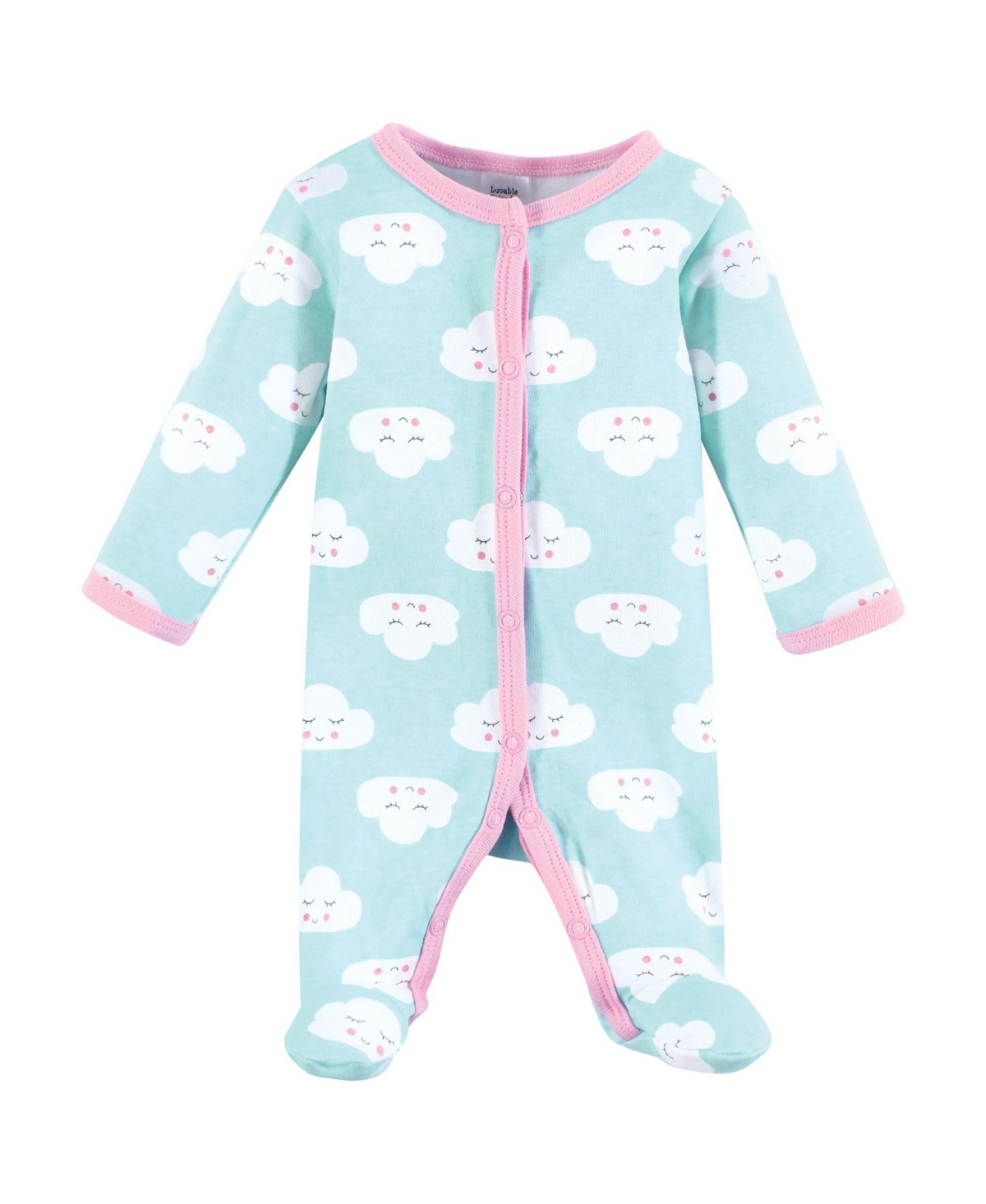 Luvable Friends Baby Girls Cozy Cotton Day-to-Night Romper