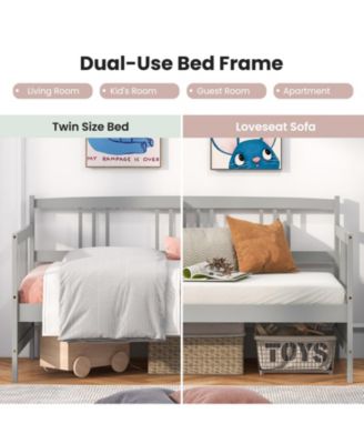 Twin Size Wooden Slats Daybed Bed with Rails