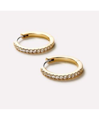 Gold Huggie Hoop Earrings - Pave Huggie Hoops Medium