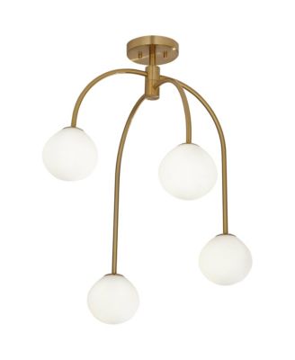 Clara 26" Mid Century Modern 4-Light Semi Flush-Mount Ceiling Light Fixture Kitchen Foyer Warm Brass Finish