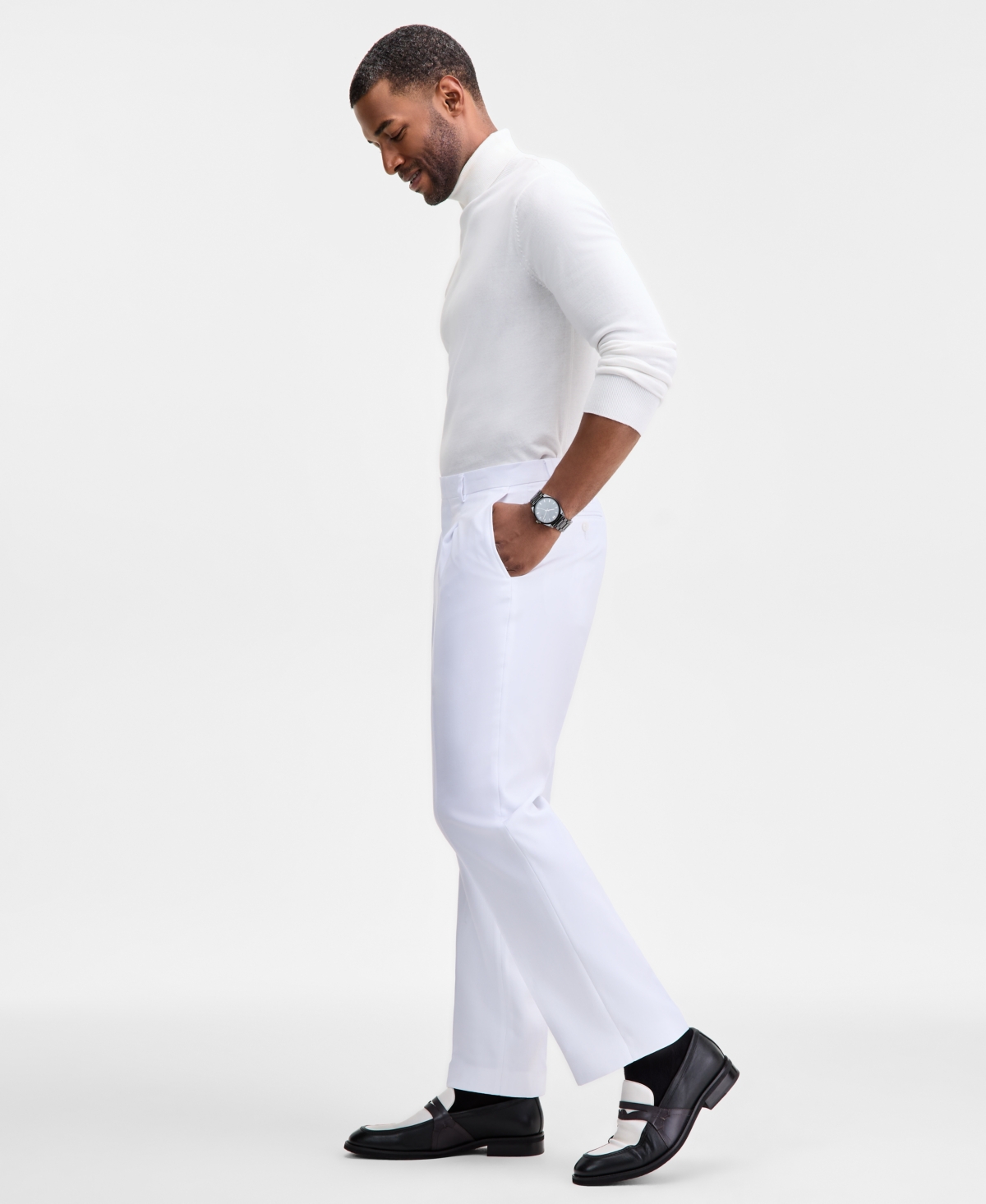 Tayion Collection Men's Classic-fit Suit Separate Pants In White