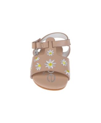 Toddler Girls Denim and Embroidered Flowers Sandals