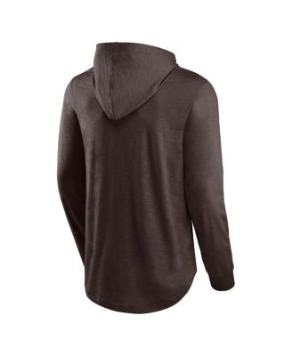 Men's Brown Cleveland Browns Front Runner Long Sleeve Hooded T-shirt