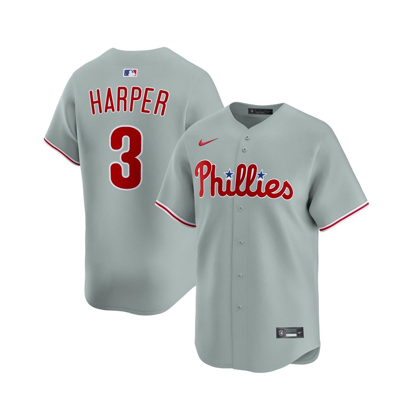 Мужской топ Nike Bryce Harper Gray Philadelphia Phillies Alternate Limited Player Jersey — фото 1