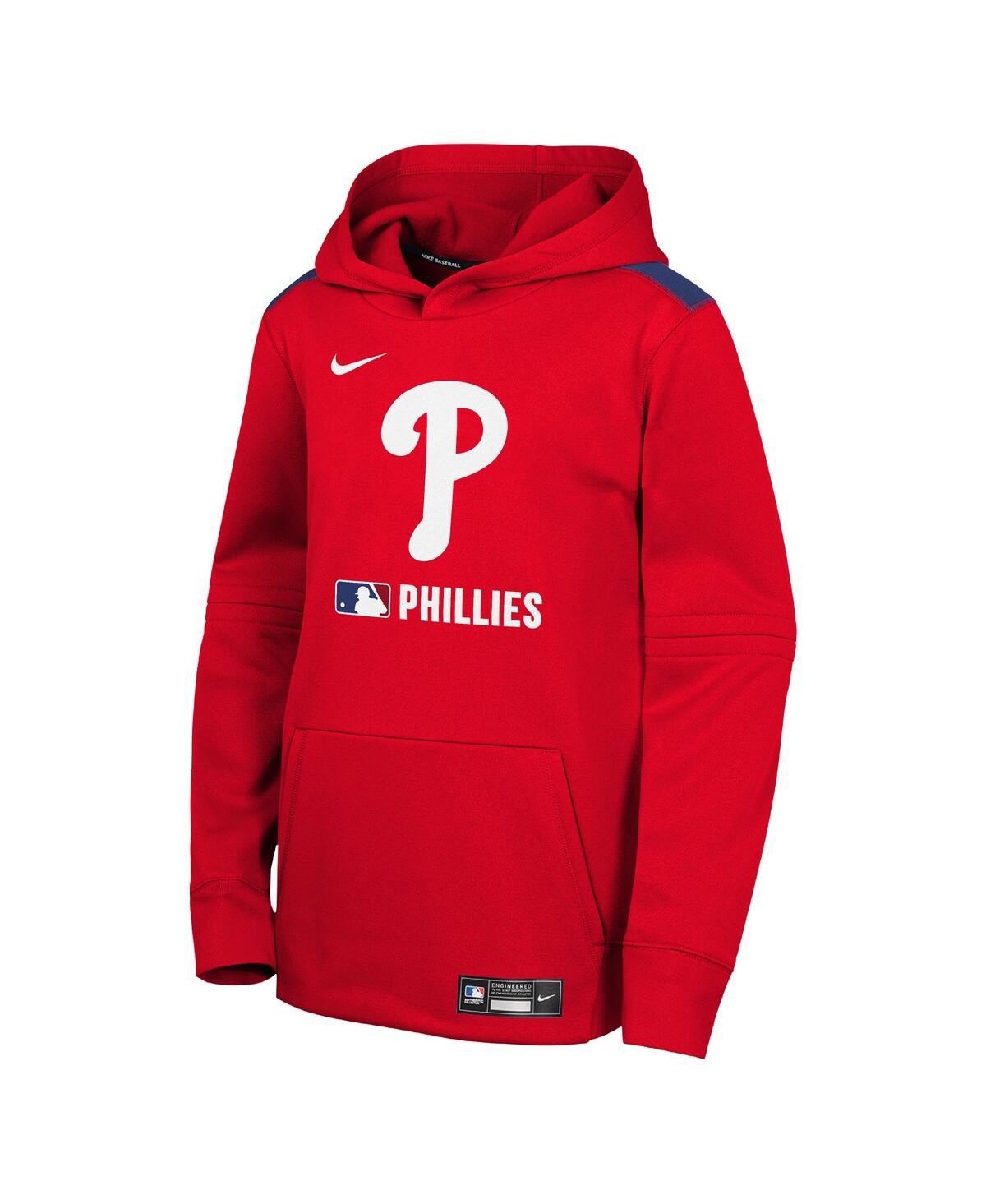 Nike Big Boys And Girls Red Philadelphia Phillies Authentic Collection Performance Pullover Hoodie In Red