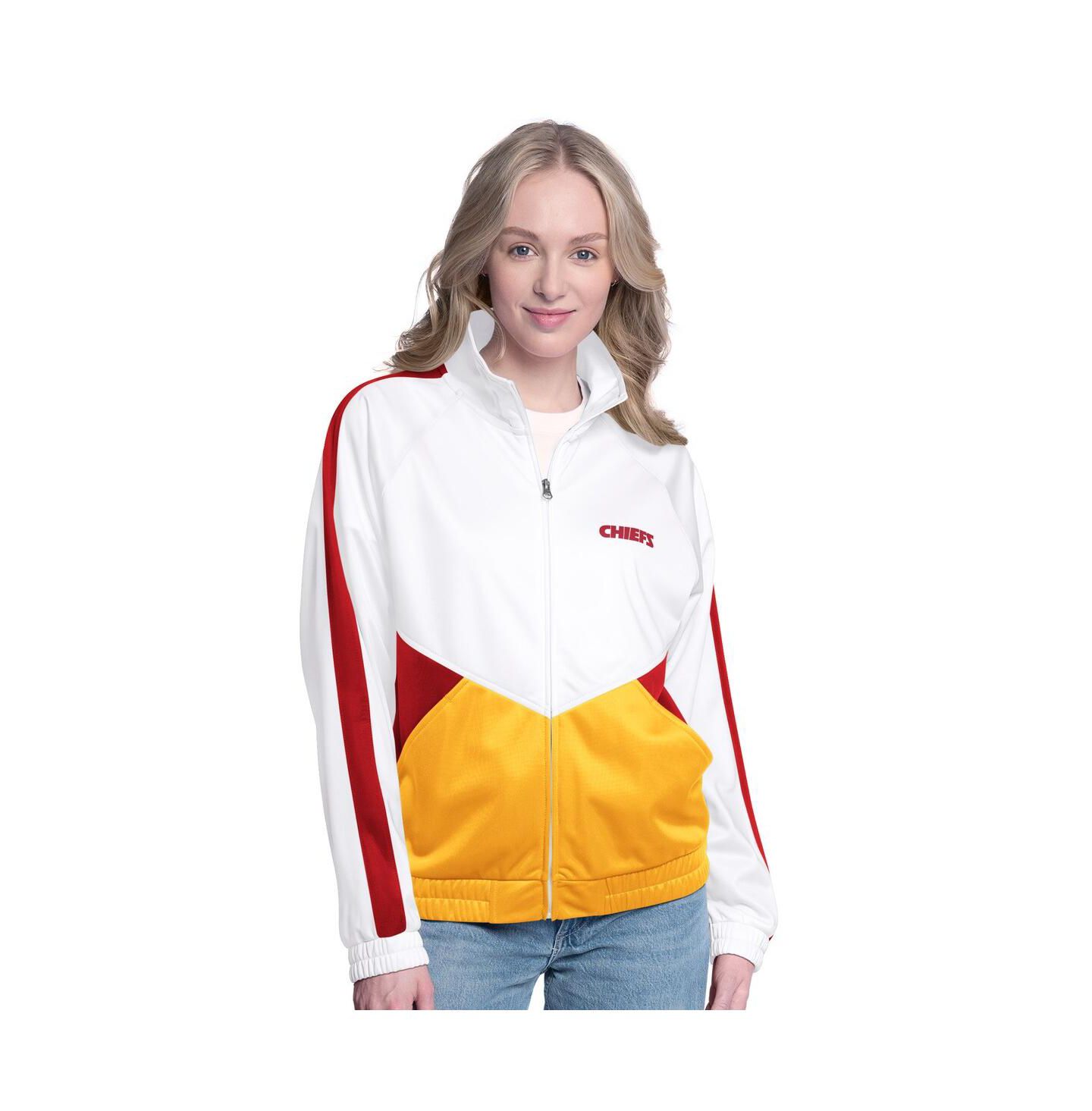 Женская куртка G-III 4Her by Carl Banks White/Red Kansas City Chiefs Rally Rhinestone Full-Zip Track Jacket — фото 1