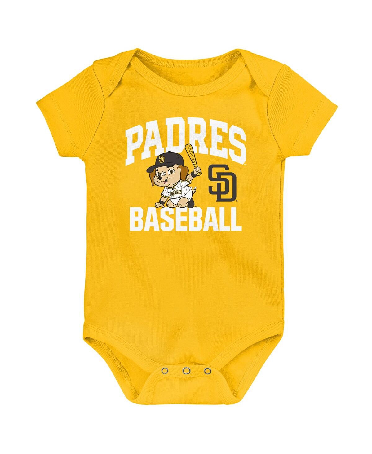 Outerstuff Newborn San Diego Padres Batter Up Bodysuit 3-pack In Multi