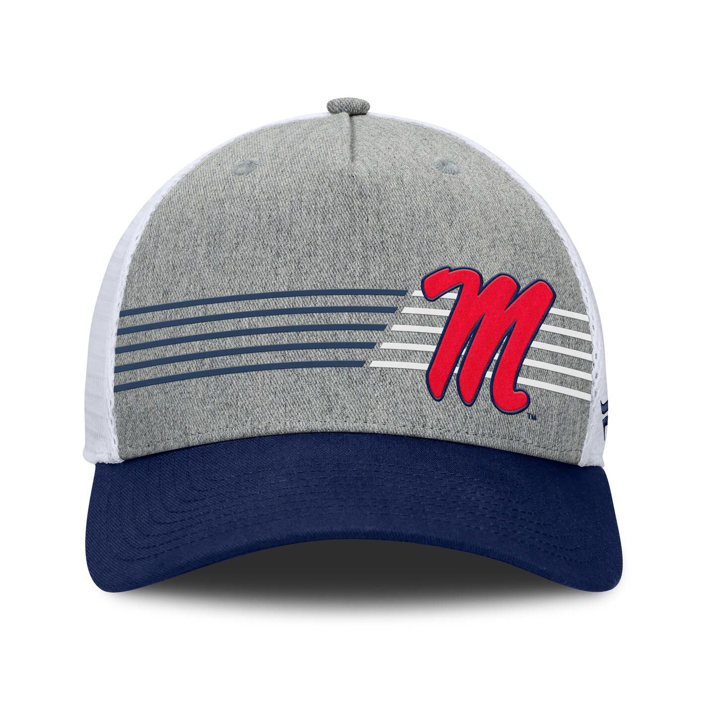 Мужская кепка Fanatics Heather Gray/Navy Ole Miss Rebels Profile Trucker Adjustable Hat — фото 4