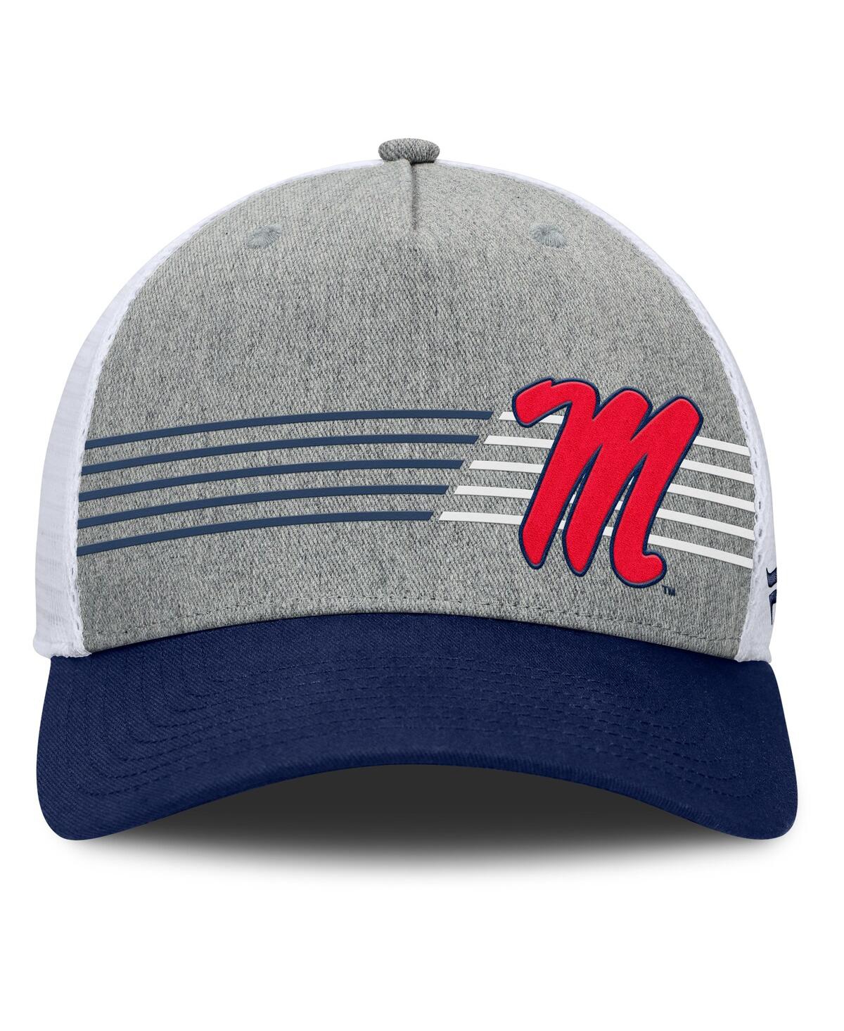 Fanatics Men's Heather Gray/navy Ole Miss Rebels Profile Trucker Adjustable Hat In Heather Gray,navy