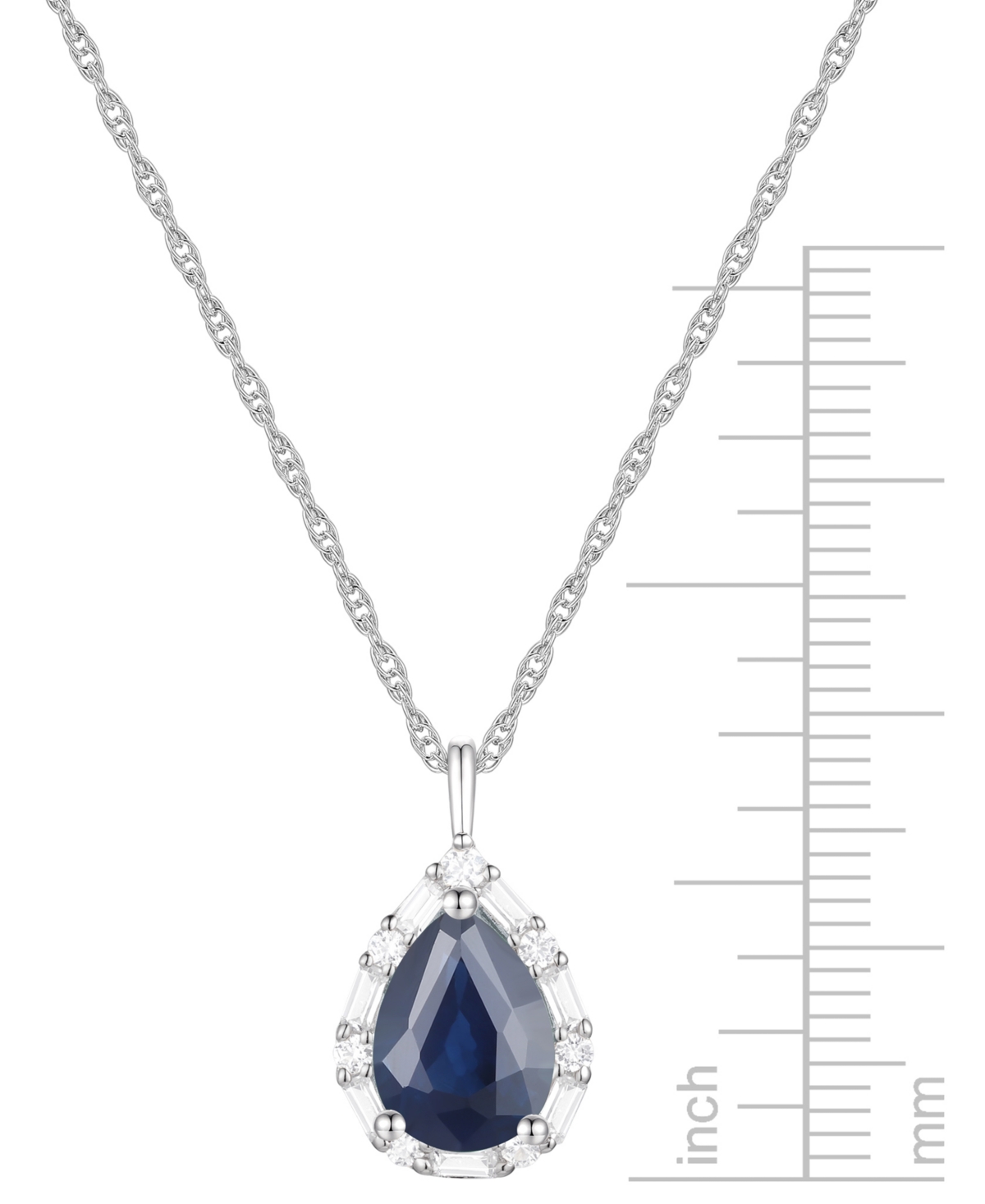 Macy's Emerald (1 Ct. T.w.) & Diamond (1/5 Ct. T.w.) Teardrop Halo 18" Pendant Necklace In 14k Gold (also I In Sapphire