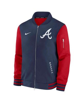 Men's Navy/Red Atlanta Braves Authentic Collection Dugout Full-Zip Bomber Jacket