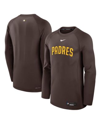 Nike - Men's Brown San Diego Padres Authentic Collection Game Time Raglan Performance Long Sleeve T-Shirt