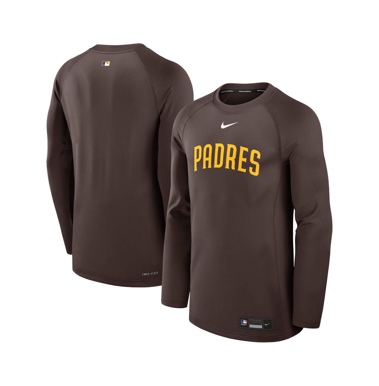 Мужская футболка Nike Brown San Diego Padres Authentic Collection Game Time Raglan Performance Long Sleeve — фото 1