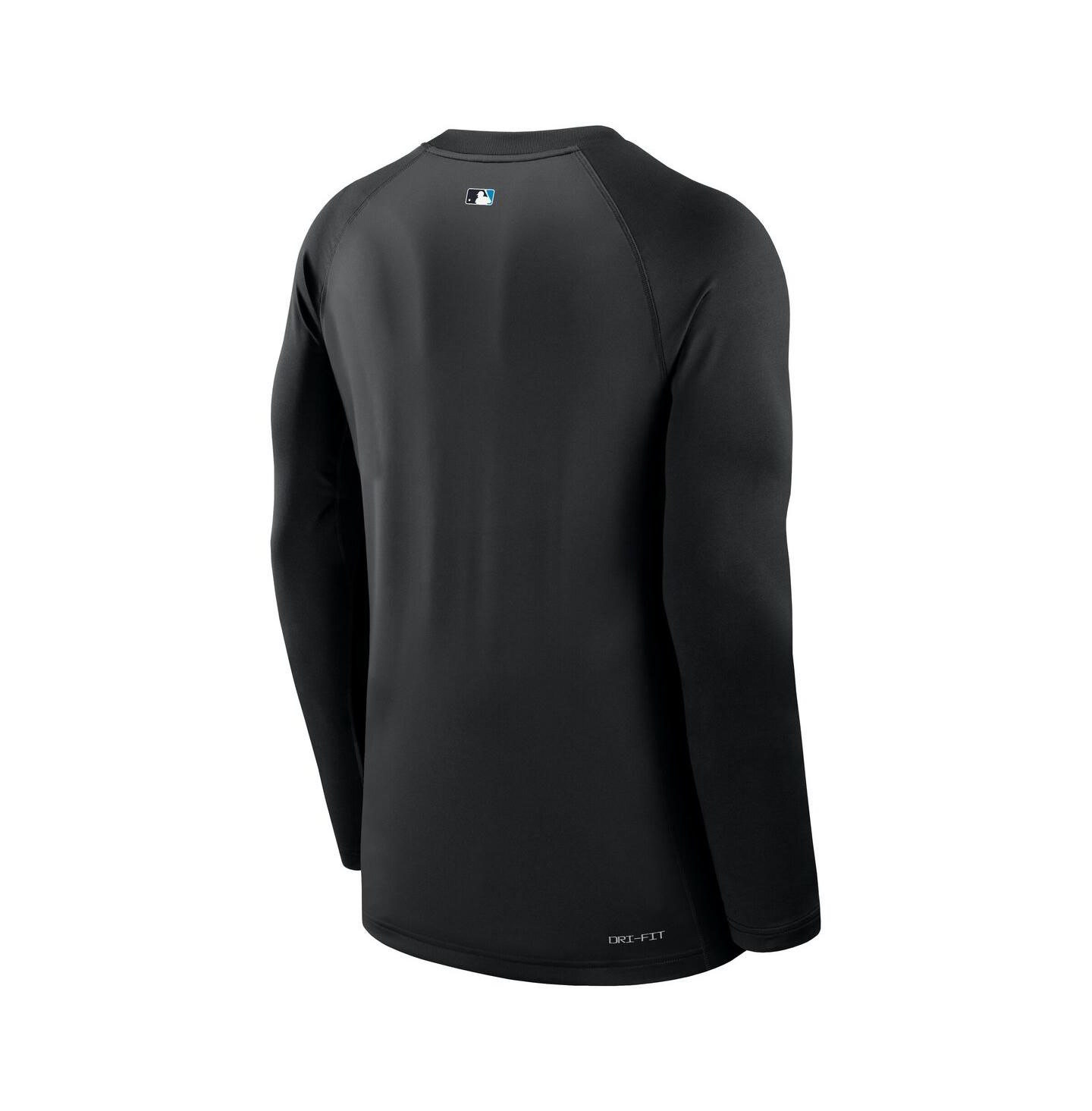 Мужская футболка Nike Black Miami Marlins Authentic Collection Game Time Raglan Performance Long Sleeve — фото 2