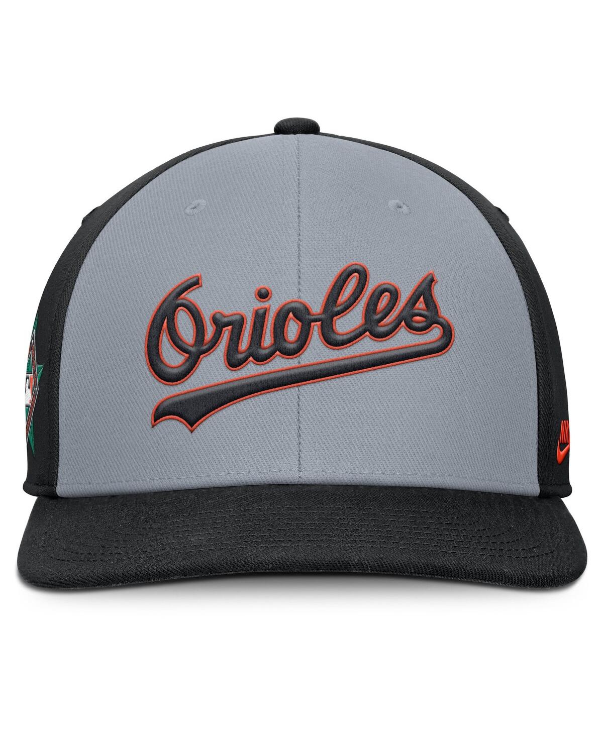 Nike Men's Gray/black Baltimore Orioles Pro Performance Snapback Hat In Gray,black