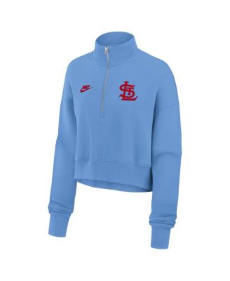 Women's Light Blue St. Louis Cardinals Cooperstown Collection Phoenix Fleece Half-Zip Sweatshirt