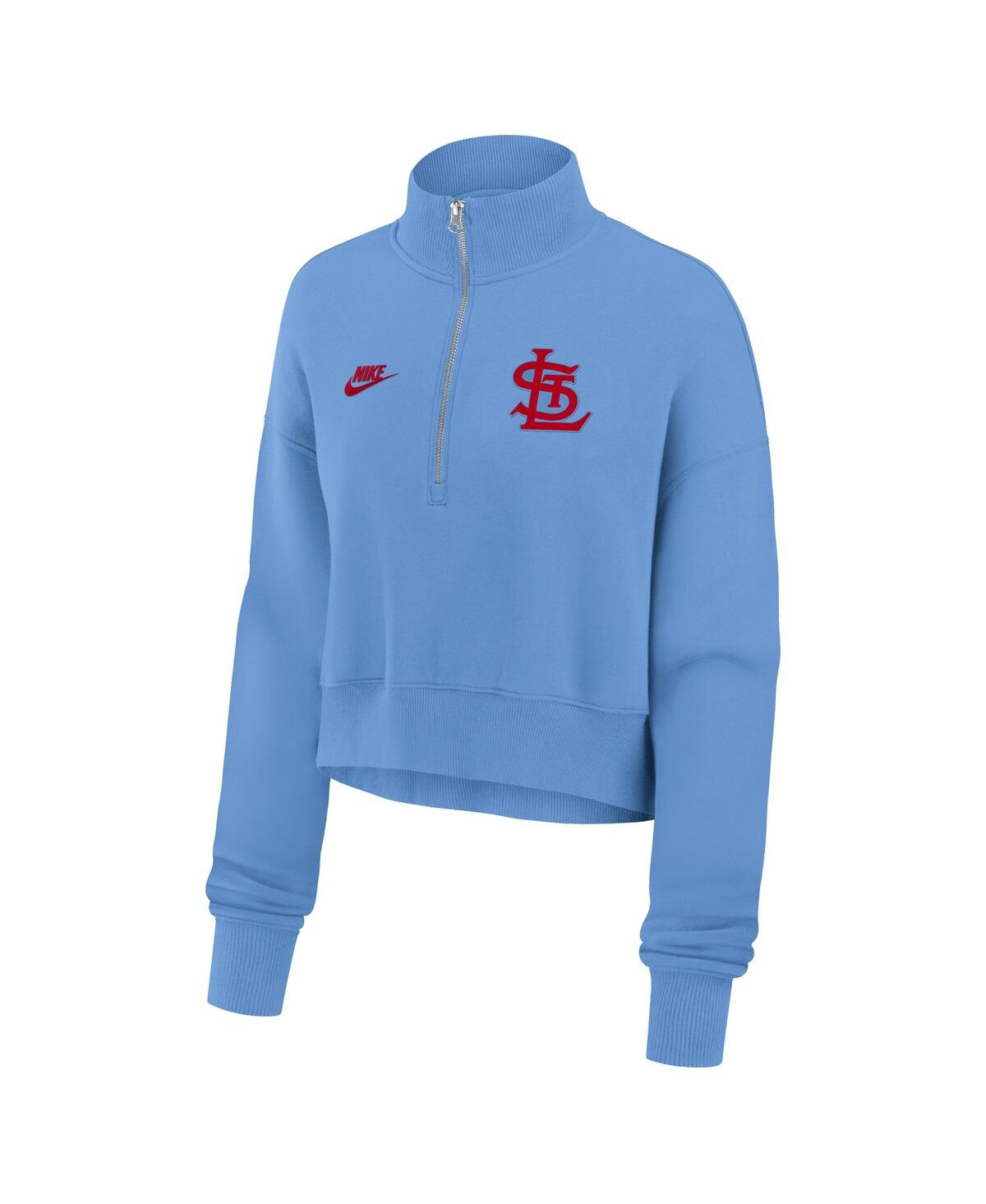 Nike Women's Light Blue St. Louis Cardinals Cooperstown Collection Phoenix Fleece Half-zip Sweatshirt In Light Blue
