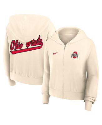 Nike - Women's Cream Ohio State Buckeyes Chill Midi Full-Zip Hoodie