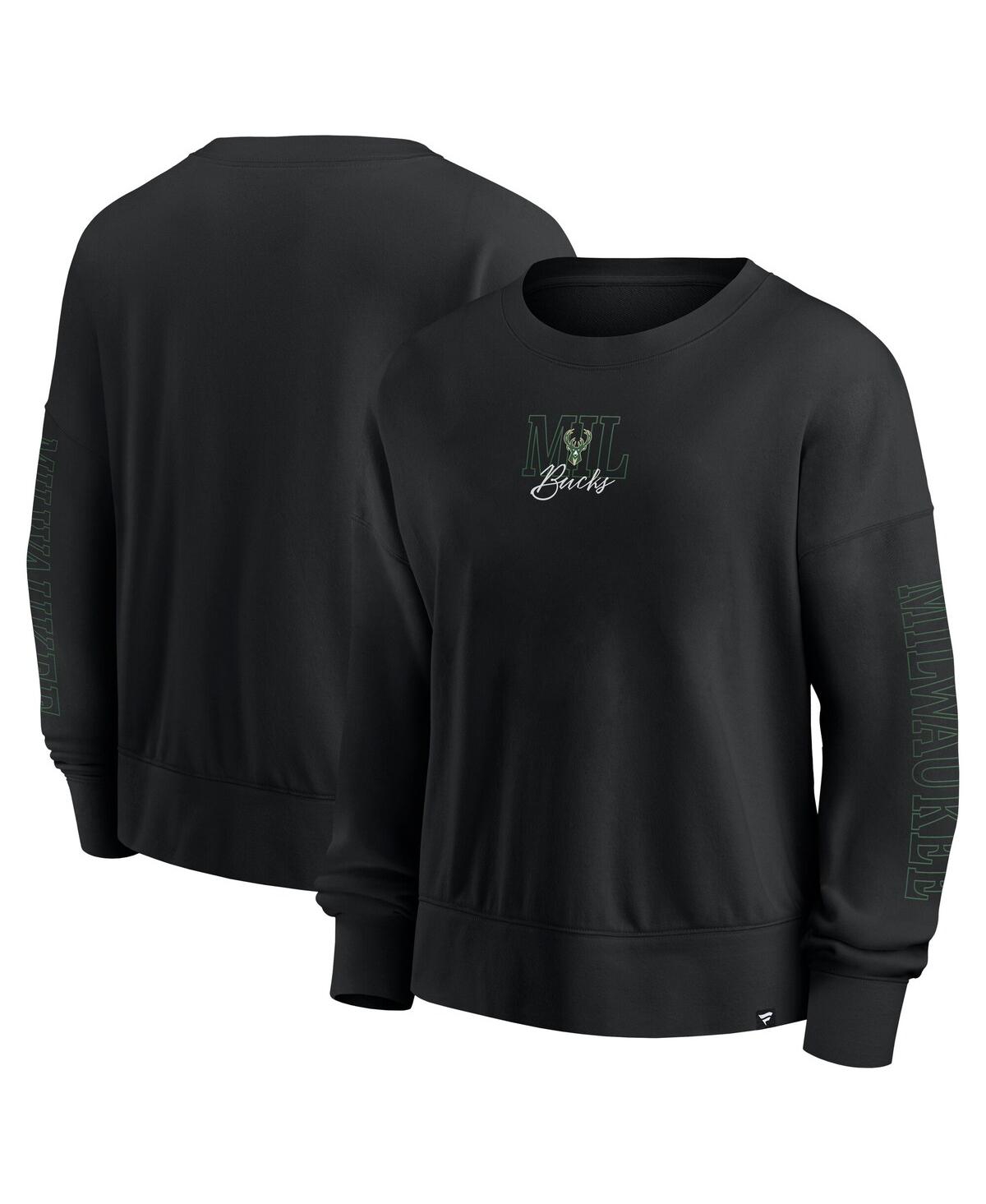 Fanatics Black Milwaukee Bucks Oversized Game Day Pullover Sweatshirt In Black