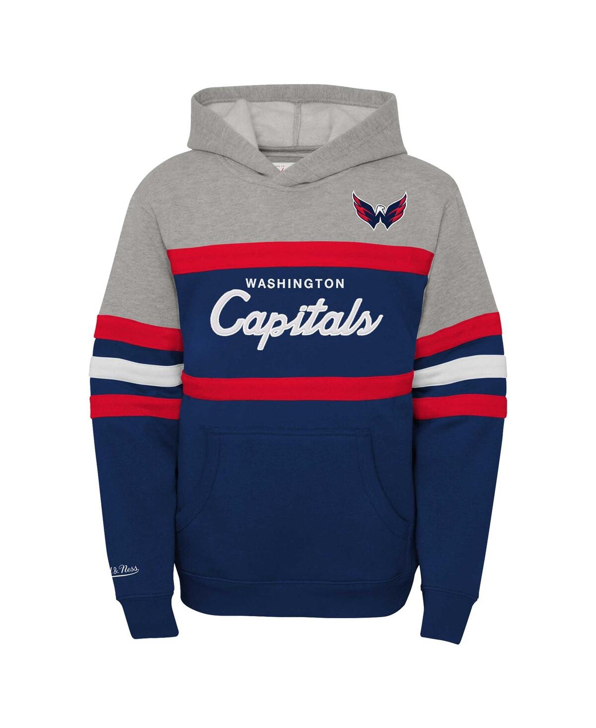 Mitchell & Ness Big Boys And Girls Navy Washington Capitals Head Coach Pullover Hoodie In Navy