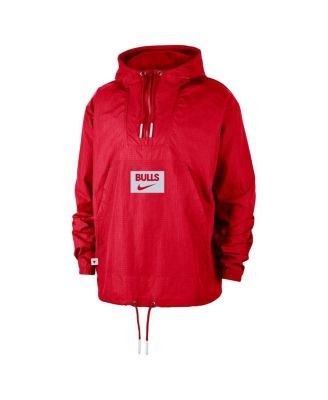 Men's&nbsp;Red Chicago Bulls Courtside Premium Club Anorak Quarter-Zip Pullover Hoodie