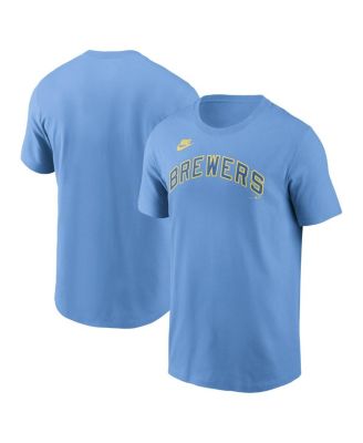Nike - Men's Powder Blue Milwaukee Brewers Cooperstown Wordmark T-Shirt