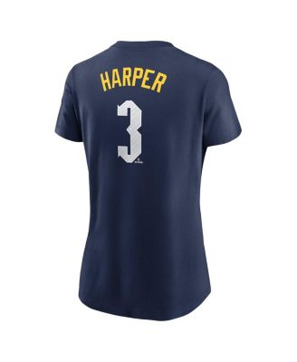 Women's Bryce Harper Navy Philadelphia Phillies 2024 City Connect Fuse Player Name Number T-Shirt