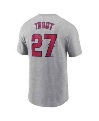Men's Mike Trout Gray Los Angeles Angels Fuse Name Number T-Shirt