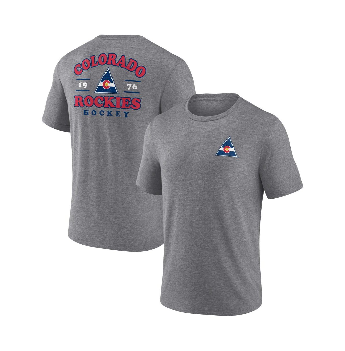 Мужская футболка Fanatics Heather Gray CO Rockies Vintage Hockey Winger Tri-Blend — фото 1