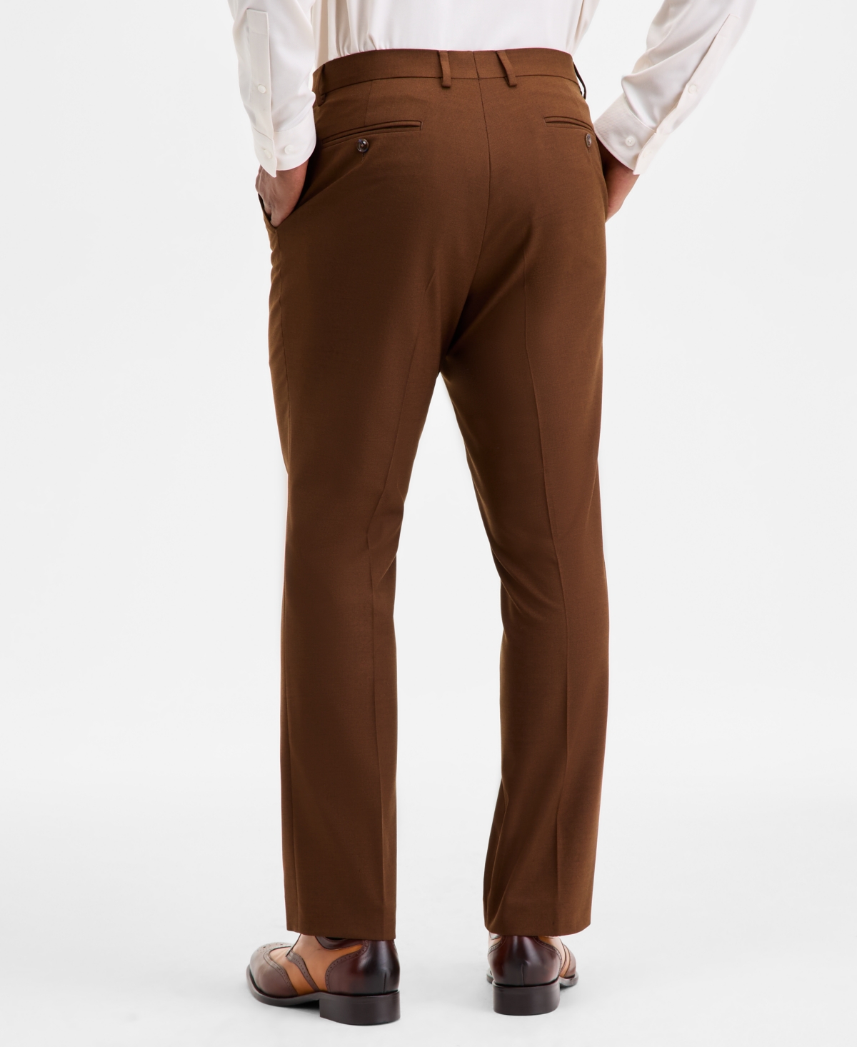 Tayion Collection Men's Classic-fit Solid Suit Separate Pants In Brown