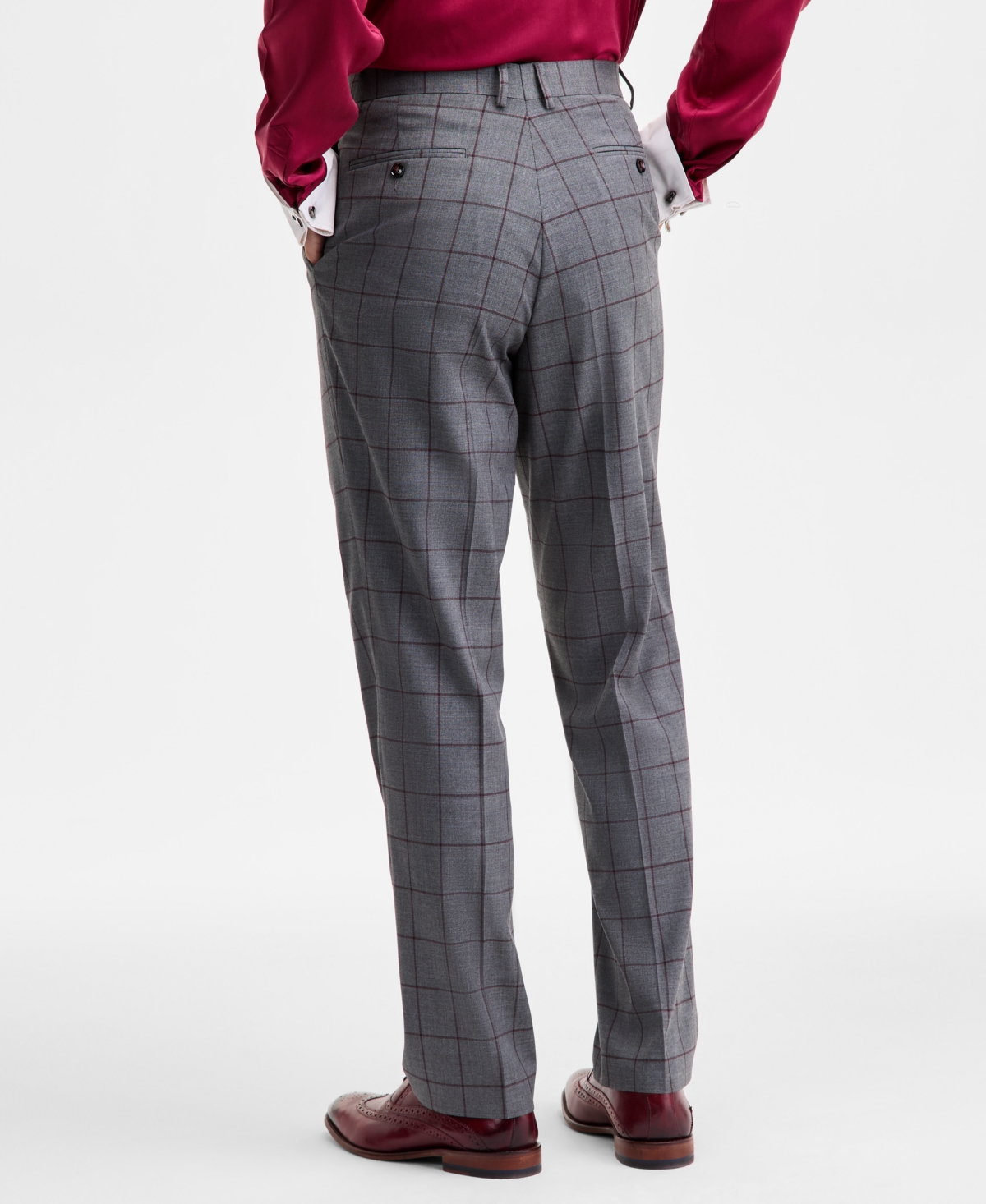 Tayion Collection Men's Classic-Fit Windowpane Suit Pants
