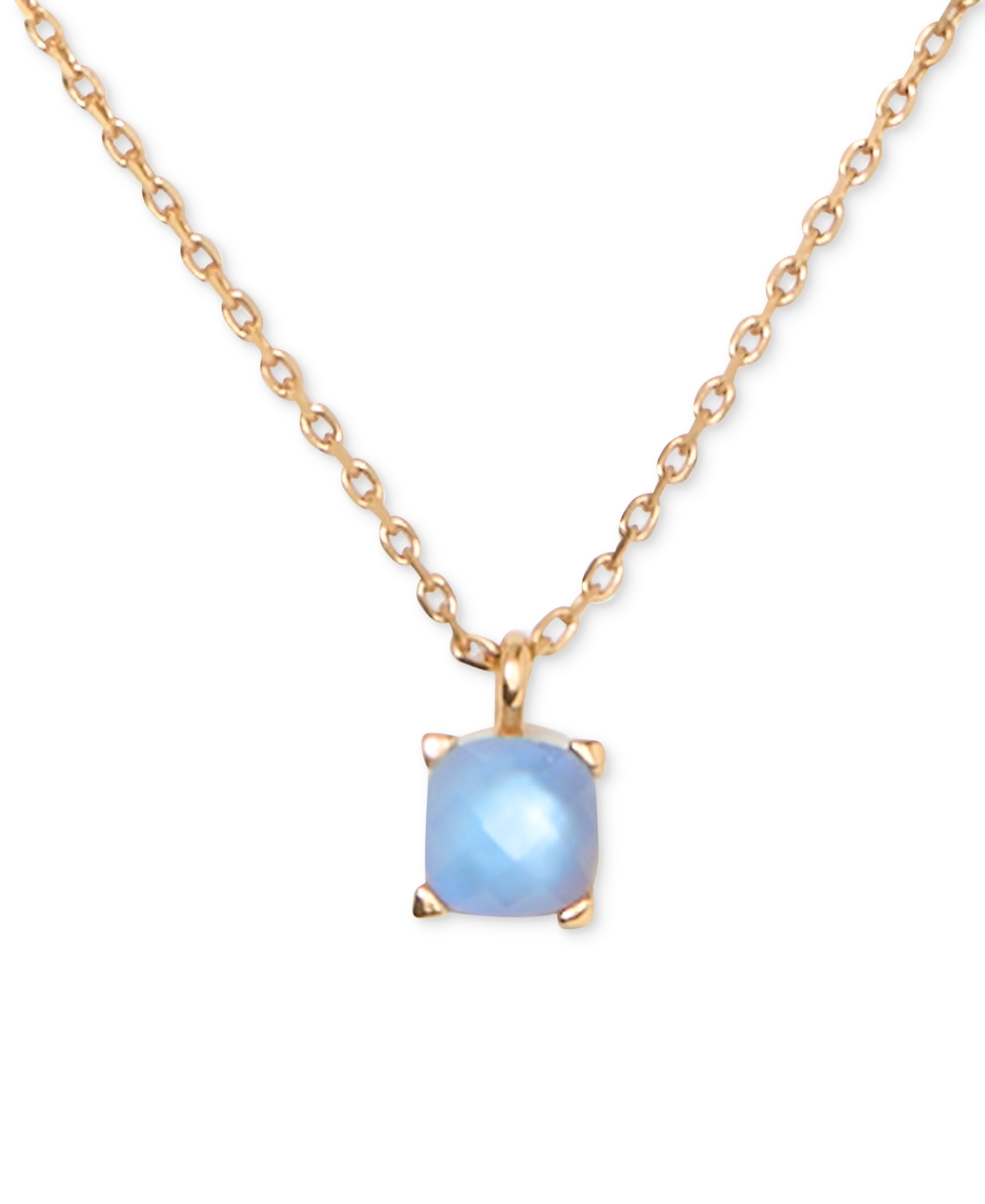 Kate Spade Gold-tone Cubic Zirconia Pendant Necklace, 16" + 3" Extender In Blue Gold.