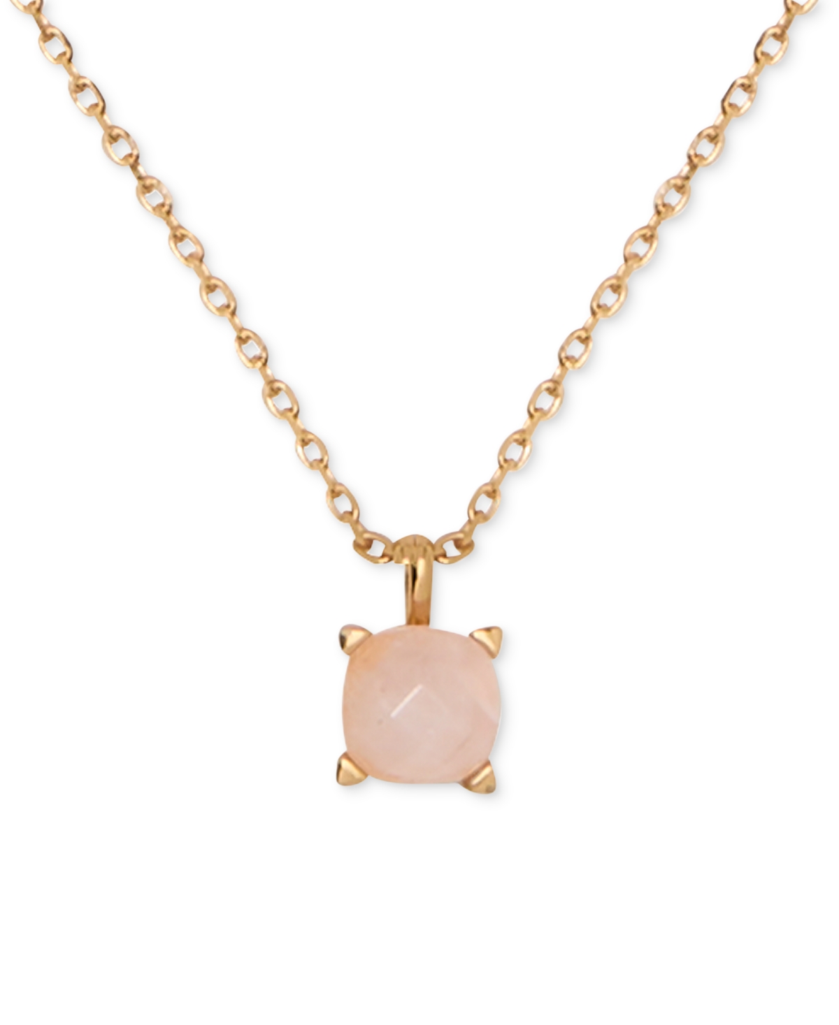 Shop Kate Spade Gold-tone Cubic Zirconia Pendant Necklace, 16" + 3" Extender In Dusty Pink
