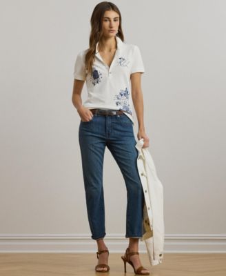 Lauren Ralph Lauren Women's Patchwork Piqué Polo Shirt - Macy's